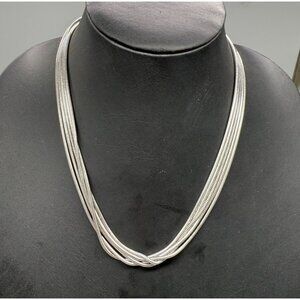 New 316L Steel Round Snake Chain Multi-Strand Necklace Silver Tone Classic